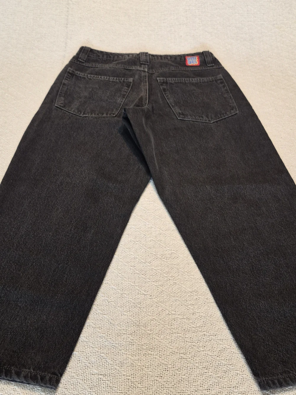 Empyre Men's Black Loose Fit Skater Jeans with Branded Patch